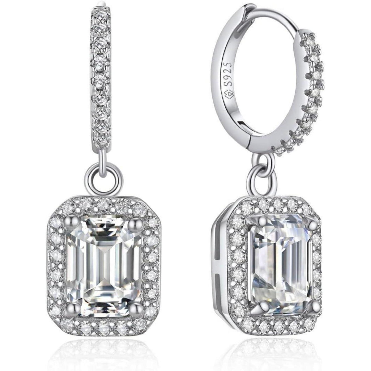 Creolen mit Moissanit Anhänger, 2 Karat Diamant, Silber 925, Romantisches Geschenk