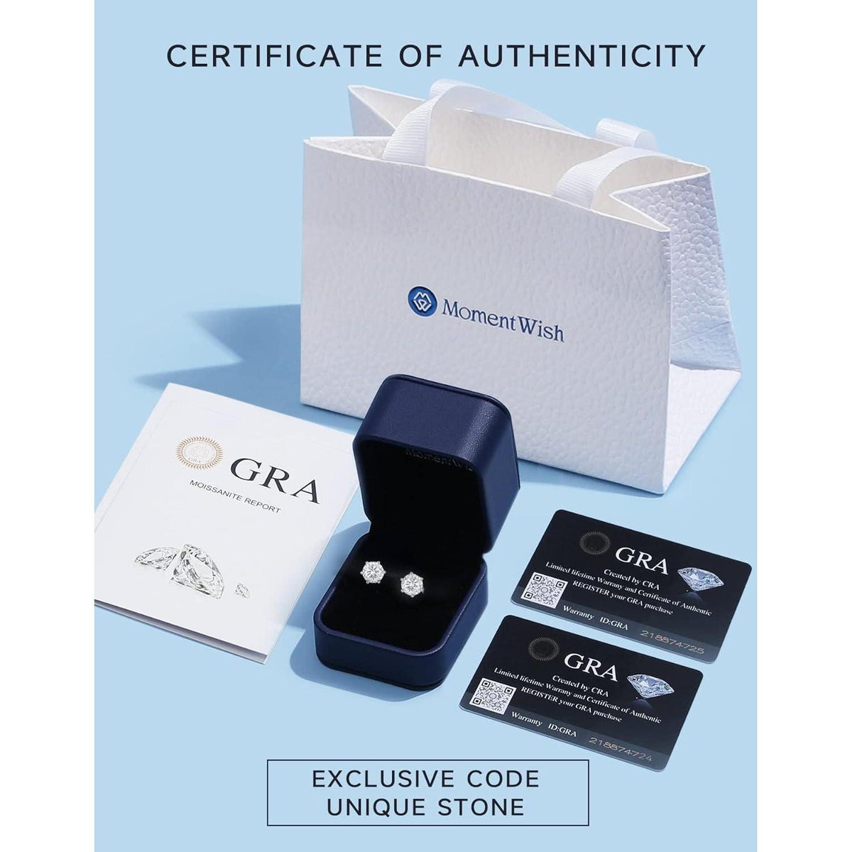 Creolen mit Moissanit Anhänger, 2 Karat Diamant, Silber 925, Romantisches Geschenk