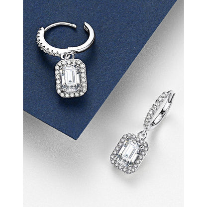 Creolen mit Moissanit Anhänger, 2 Karat Diamant, Silber 925, Romantisches Geschenk