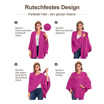 Damen Poncho Strick Cape Weich Einheitsgröße Hotpink