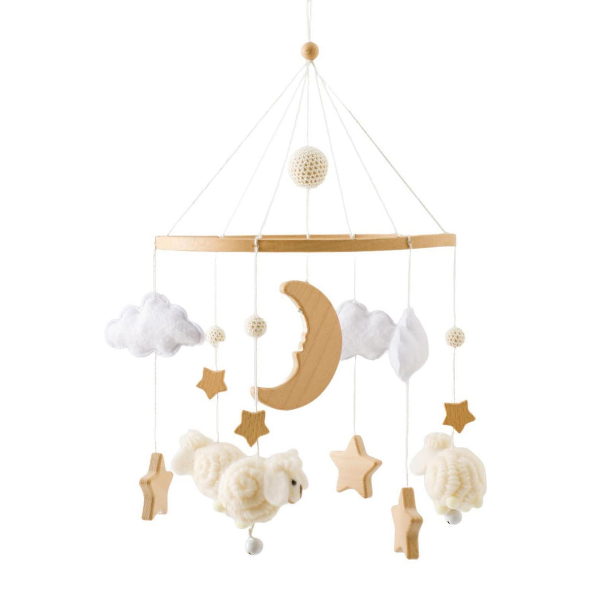 Holz Baby Mobile Schaf Sterne Wolken Mobile für Babyzimmer