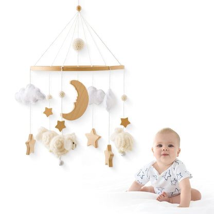 Holz Baby Mobile Schaf Sterne Wolken Mobile für Babyzimmer