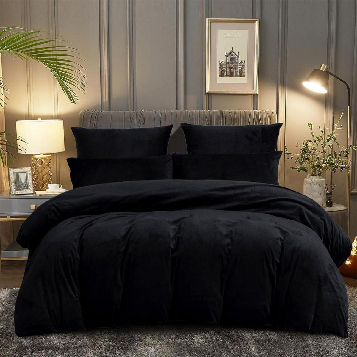 Flauschiger Kissenbezug 40x80 cm Schwarz - 2er Set