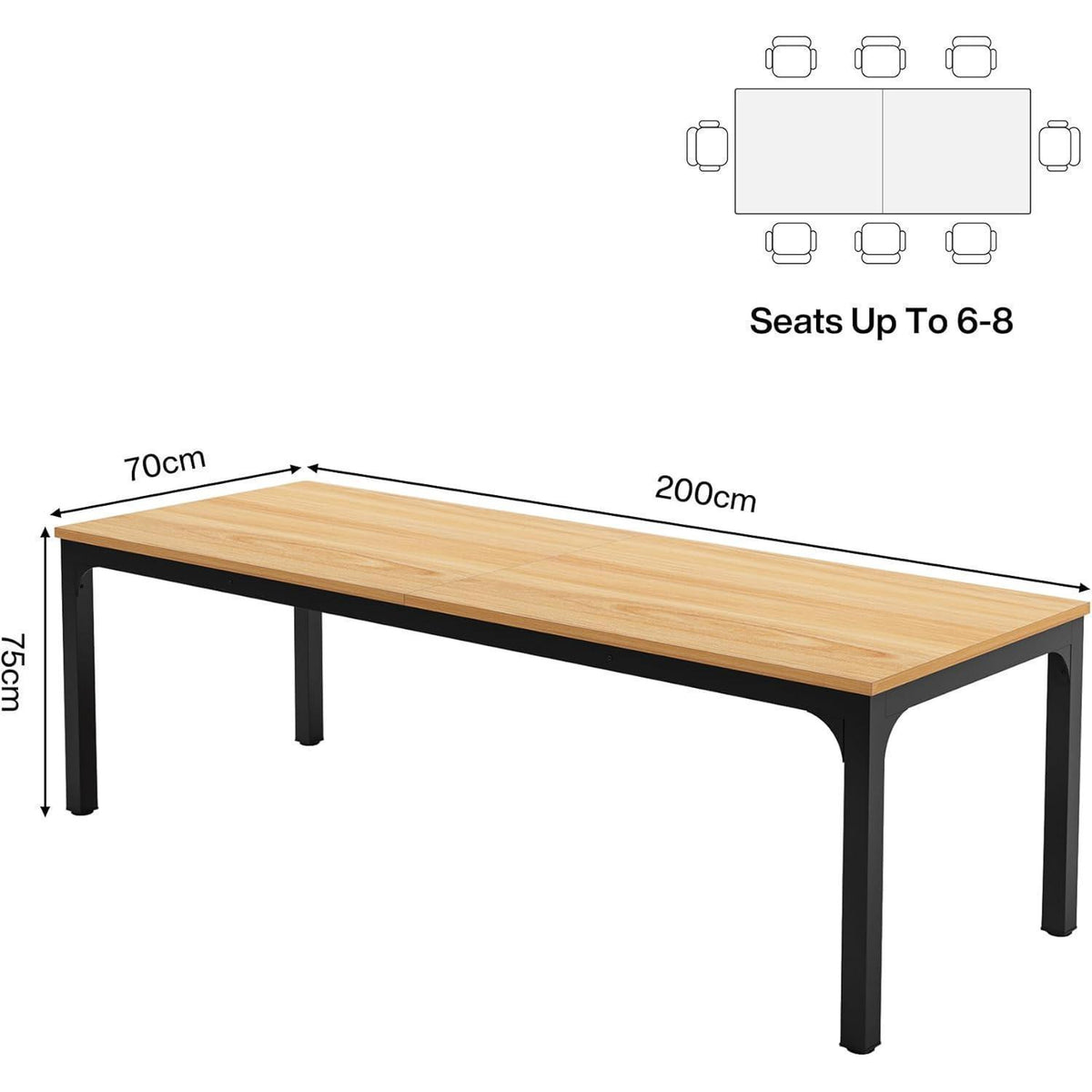 Industrietisch Esstisch 200x70cm für 6-8 Personen