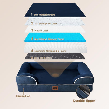 Orthopädisches Hundebett XXL mit Memory Foam, Marineblau