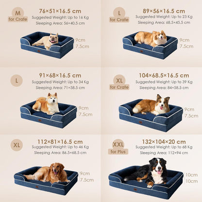 Orthopädisches Hundebett XXL mit Memory Foam, Marineblau