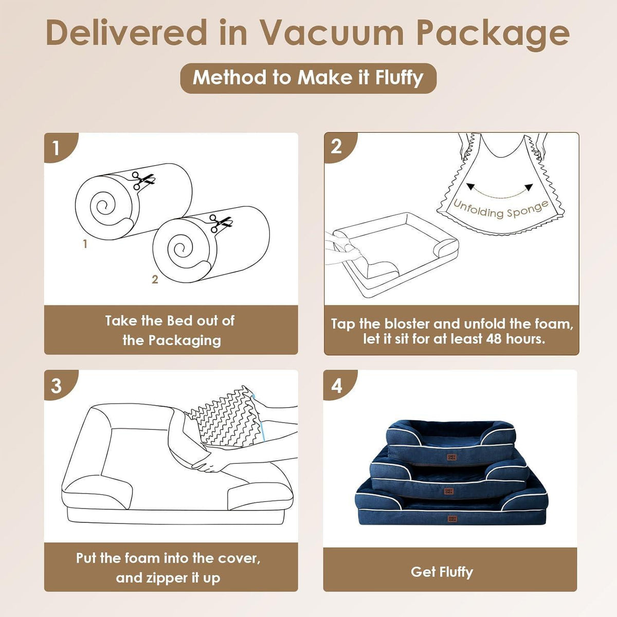 Orthopädisches Hundebett XXL mit Memory Foam, Marineblau