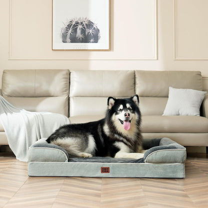 Orthopädisches Hundebett XXL mit Memory Foam, Gräuliches Grün