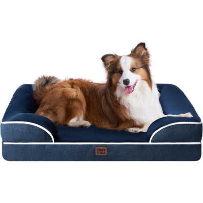 Orthopädisches Hundebett mit Memory Foam, Größe L, Marineblau