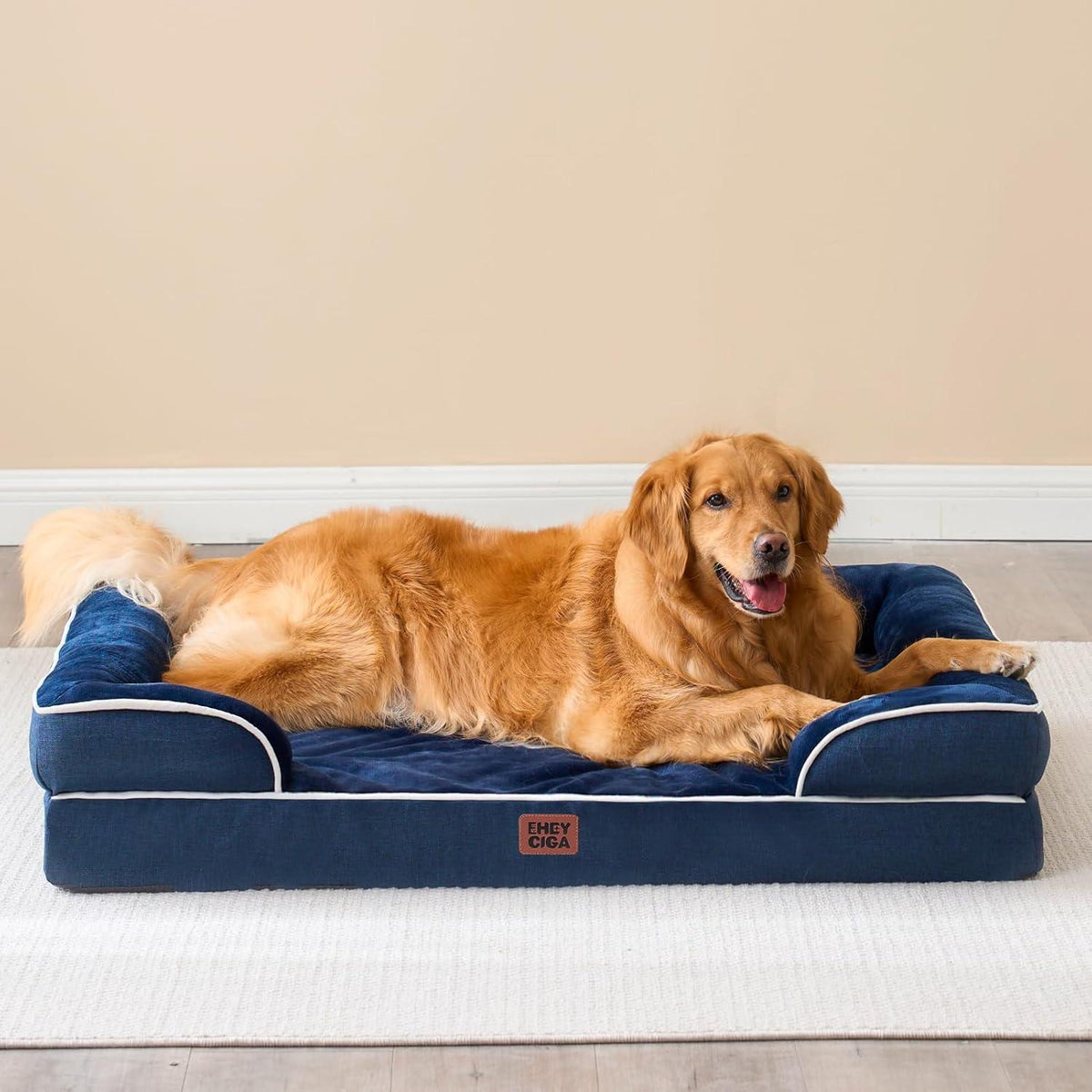 Orthopädisches Hundebett mit Memory Foam, Größe L, Marineblau