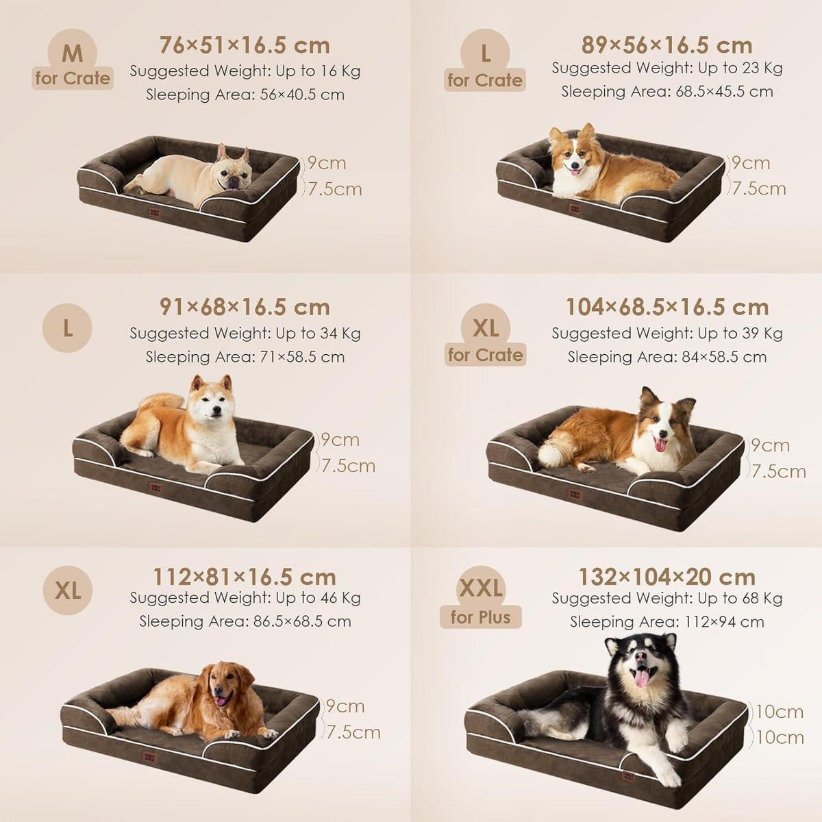 Orthopädisches Hundebett XL mit Memory Foam, waschbar, wasserdicht