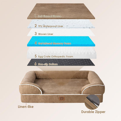 Orthopädisches Hundebett XXL mit Memory Foam, waschbar, wasserdicht
