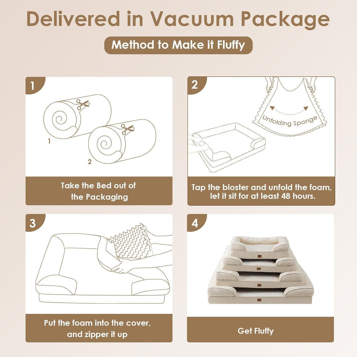 Orthopädisches Hundebett XXL mit Memory Foam, Beige