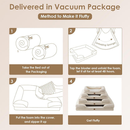 Orthopädisches Hundebett XXL mit Memory Foam, Beige