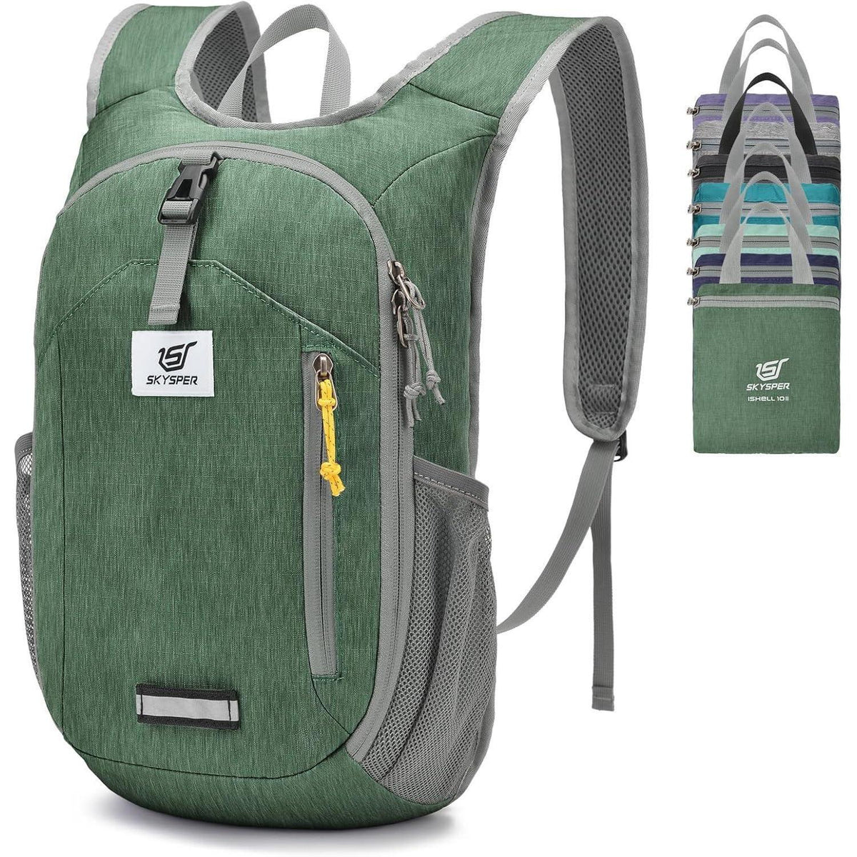 Faltbarer Tagesrucksack 10L für Wandern & Reisen, Grün