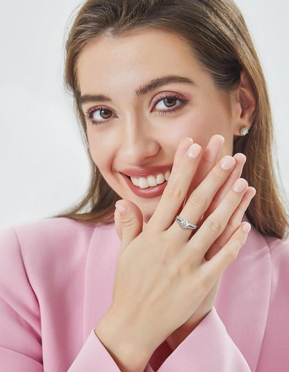MomentWish Verlobungsring Damen 1 Karat Moissanite Silber