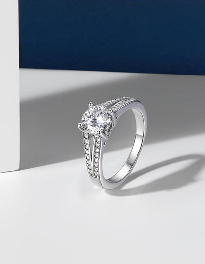 MomentWish Verlobungsring Damen 1 Karat Moissanite Ringe Silber 925 Versprechen