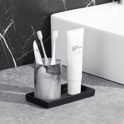 Keramik Deko Tablett Schwarz – Badezimmer & Küchen Organizer
