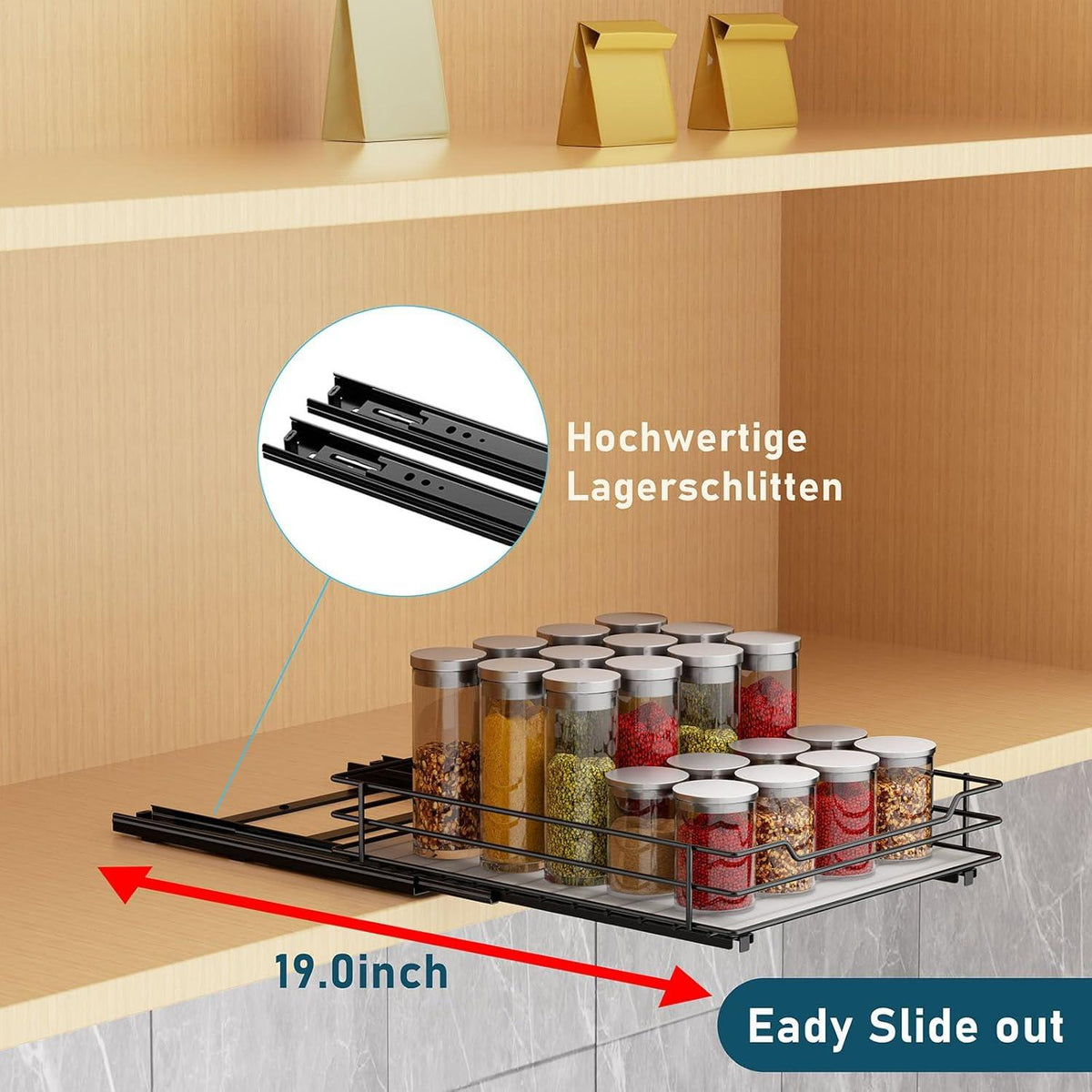 Ausziehbares Gewürzregal Standschrank Organizer Küche 26.4*22.2*5.6cm