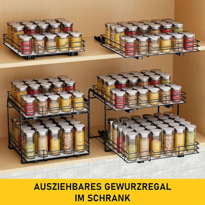 Gewürzregal Ausziehbar Schrank Organizer Küche Stehend 26.4*22.2*5.6CM