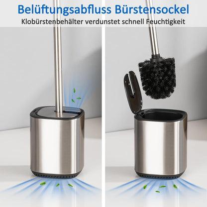 Edelstahl WC-Bürste Set mit selbstschließendem Deckel