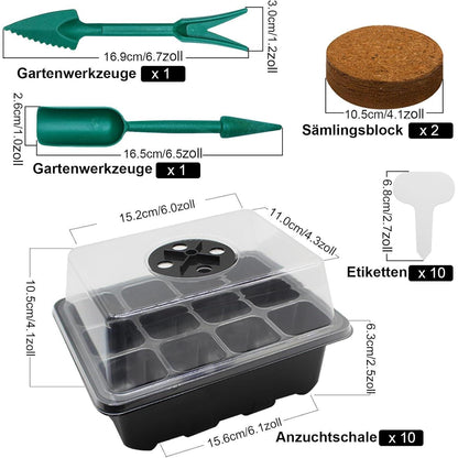 Zimmergewächshaus Anzucht Gewächshaus 10 Stk 120 Zellen Set