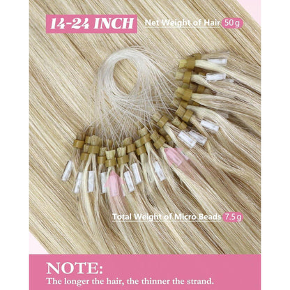 Blond Microring Haarverlängerung Echthaar 45cm – 50g