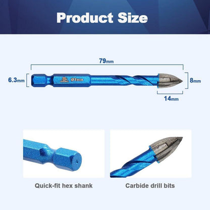 Fliesenbohrer Set 10tlg. 8mm Hartmetall für Keramik & Stein