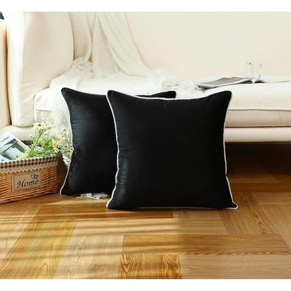 2x Samt Kissenbezug 30x30 cm Schwarz – Luxus Deko Kissen