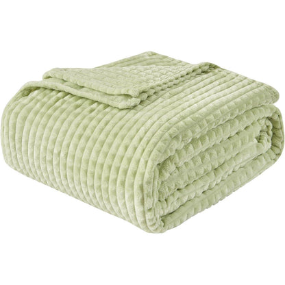 Kuscheldecke 3D-Touch Sherpa Flanell 150x200cm Avocado Grün