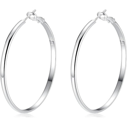 925 Sterling Silber Creolen - Große Silber Ohrringe Damen 40mm