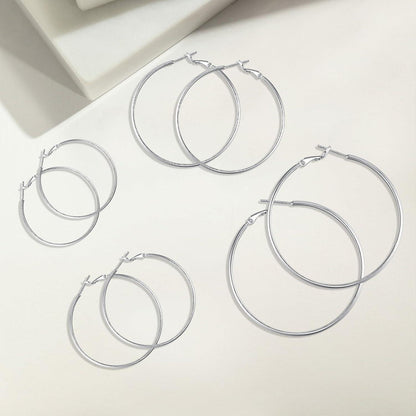925 Sterling Silber Creolen - Große Silber Ohrringe Damen 40mm