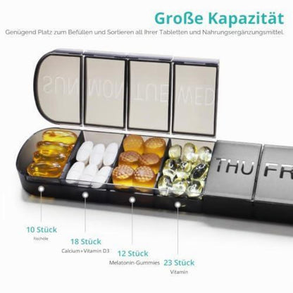 Tablettenbox 7 Tage XL – Medikamentenbox für Morgens & Abends