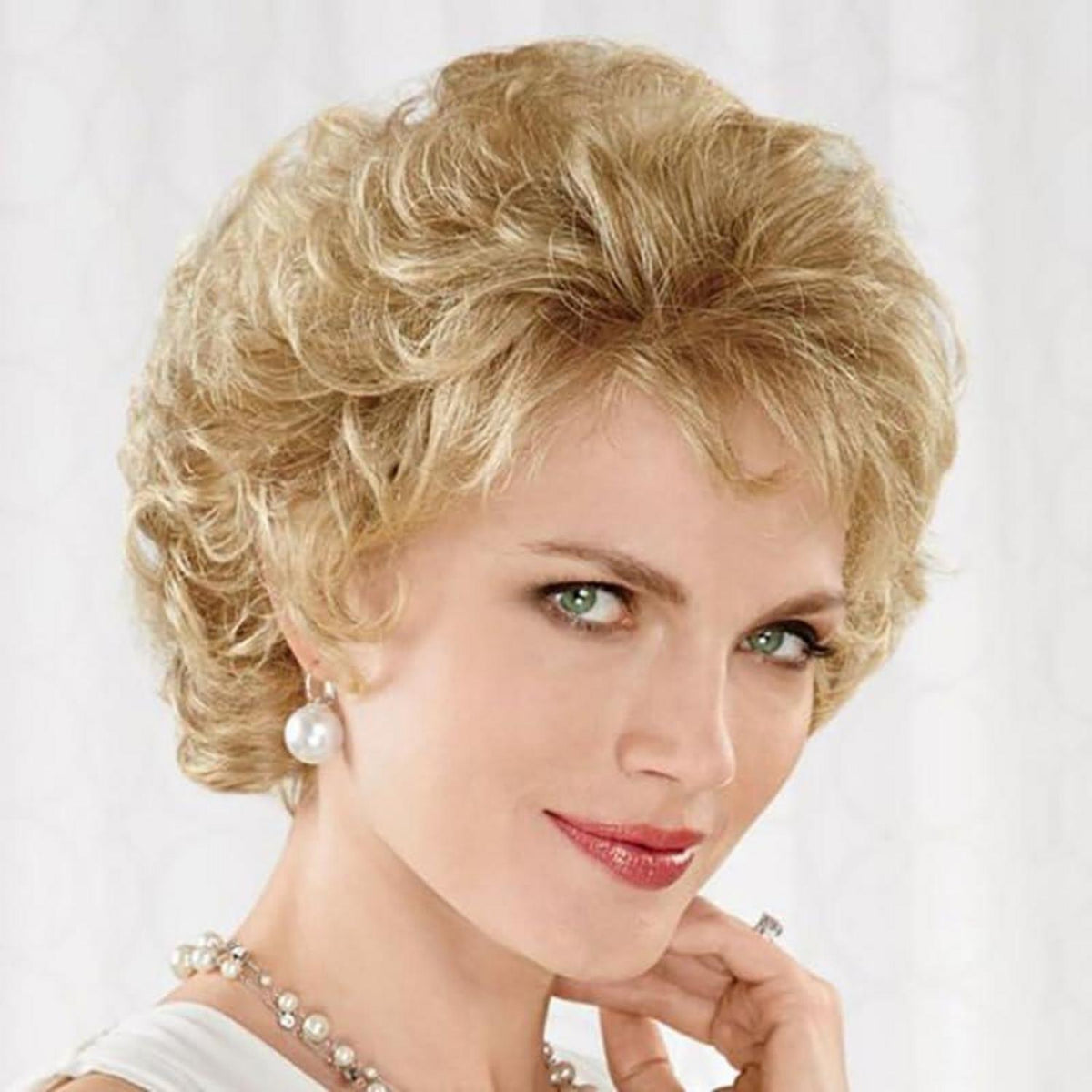 Kurze blonde Lockenperücke Damen – Cosplay & Party