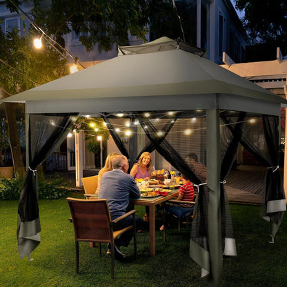 3x3 Gartenpavillon wasserdicht, Pop-Up mit Moskitonetz