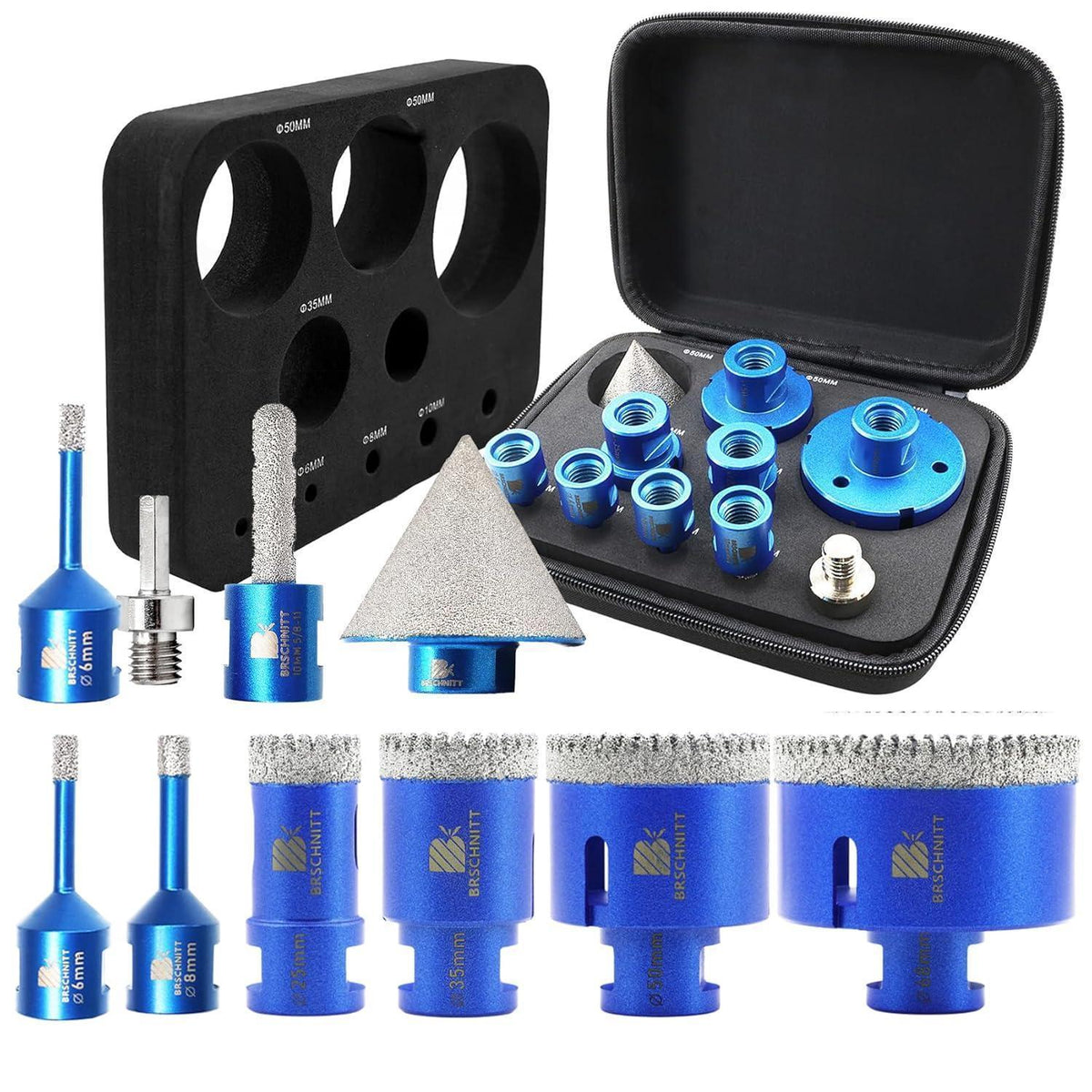 Diamant Fliesenbohrer Set 6-68mm M14 für Winkelschleifer