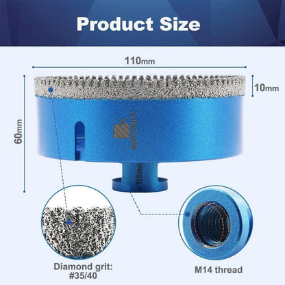 Diamant Fliesenbohrer 110mm M14 für Winkelschleifer (2 Stück)