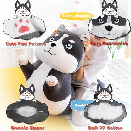 Weiches Husky Kuscheltier 90cm Plüsch Hund Kissen Geschenk