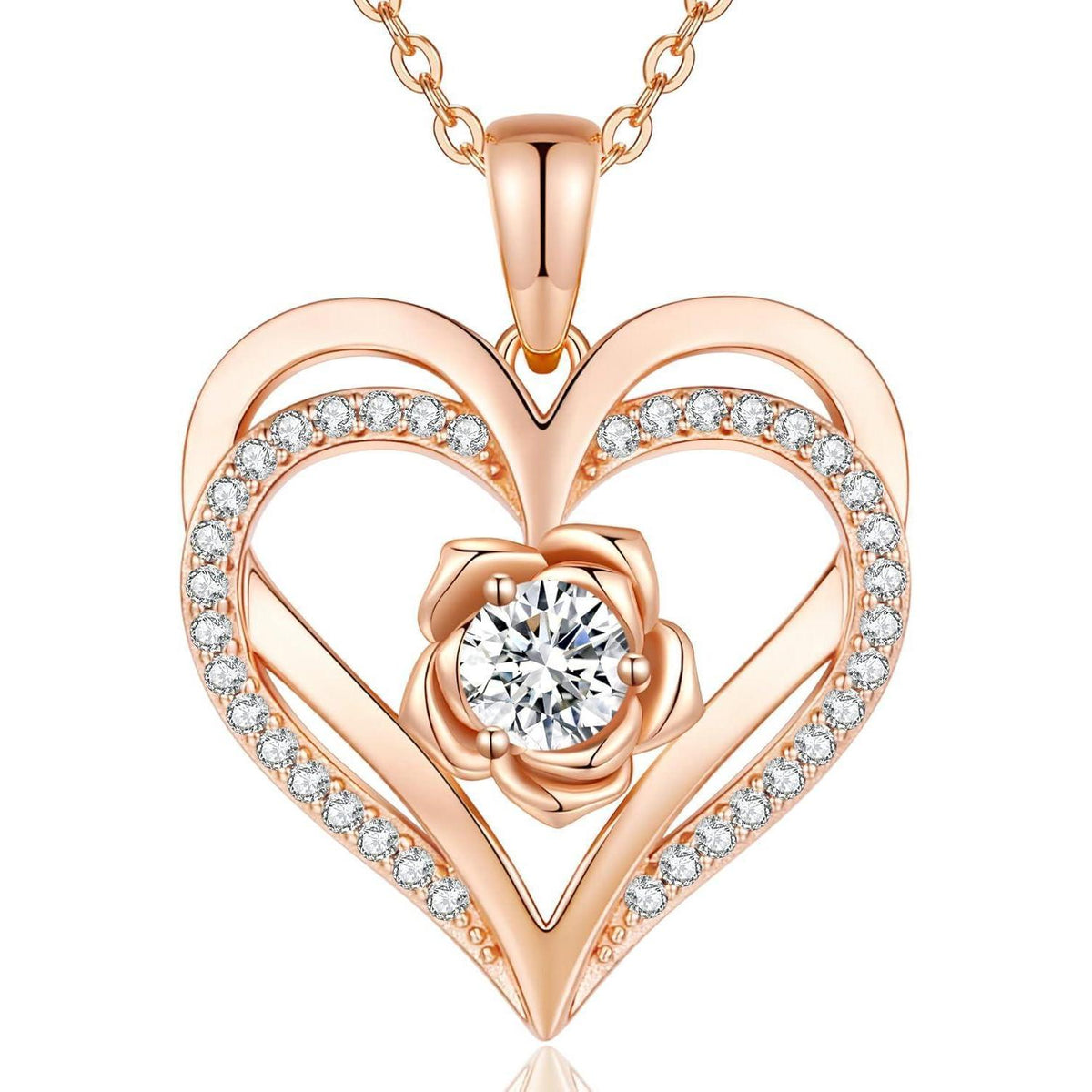 Herz Halskette Rosegold mit Geburtsstein aus 925 Sterling Silber