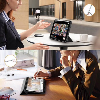 iPad Hülle mit Stifthalter, dreifach faltbar, Schwarz
