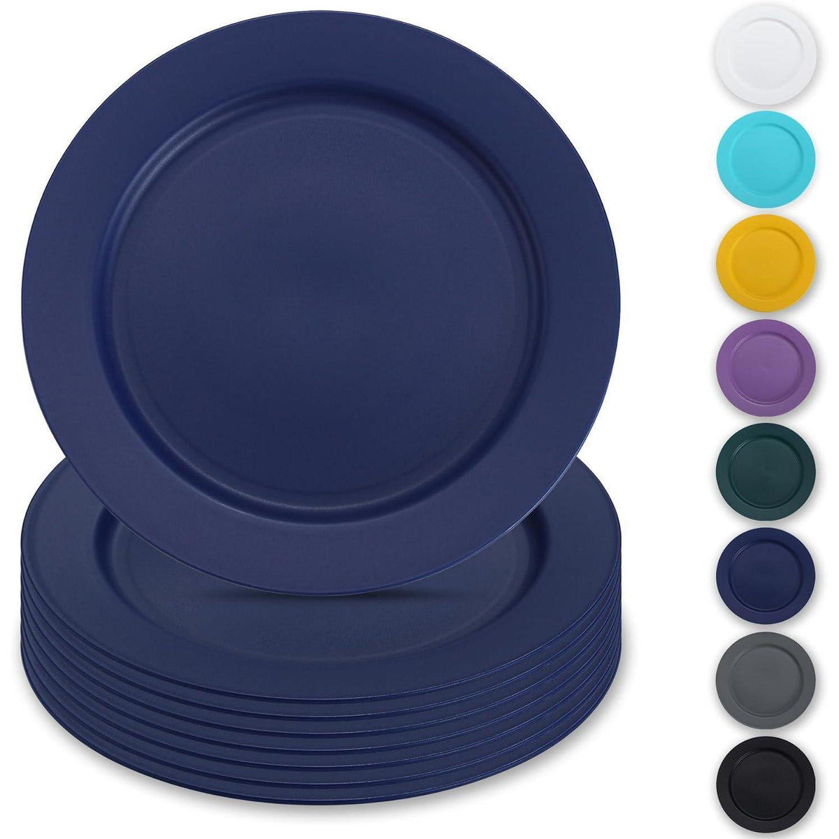 8er Set Kunststoffteller 25cm Blau - Outdoor & Picknick Geschirr