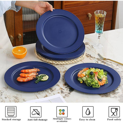 8er Set Kunststoffteller 25cm Blau - Outdoor & Picknick Geschirr