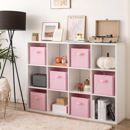 Aufbewahrungsboxen Stoff 6er Set Rosa mit Griffen 26,7x26,7x28 cm