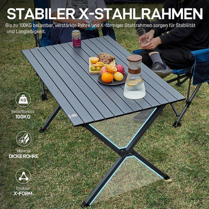 Klappbarer Campingtisch Aluminium 120x70cm 80KG belastbar