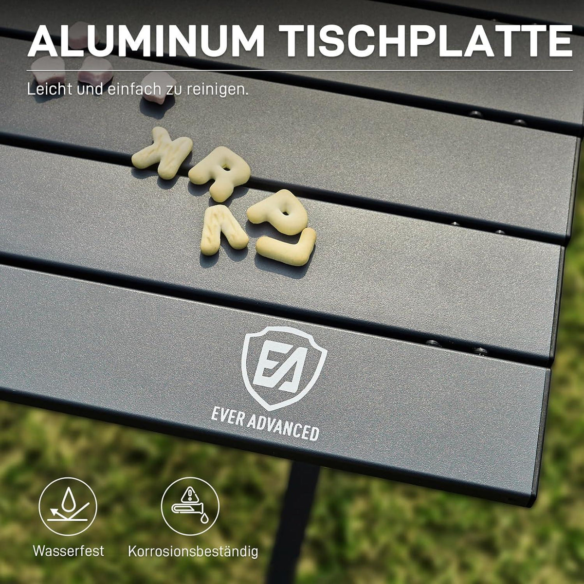 Campingtisch klappbar Aluminium 120x70cm 80KG belastbar dunkelgrau