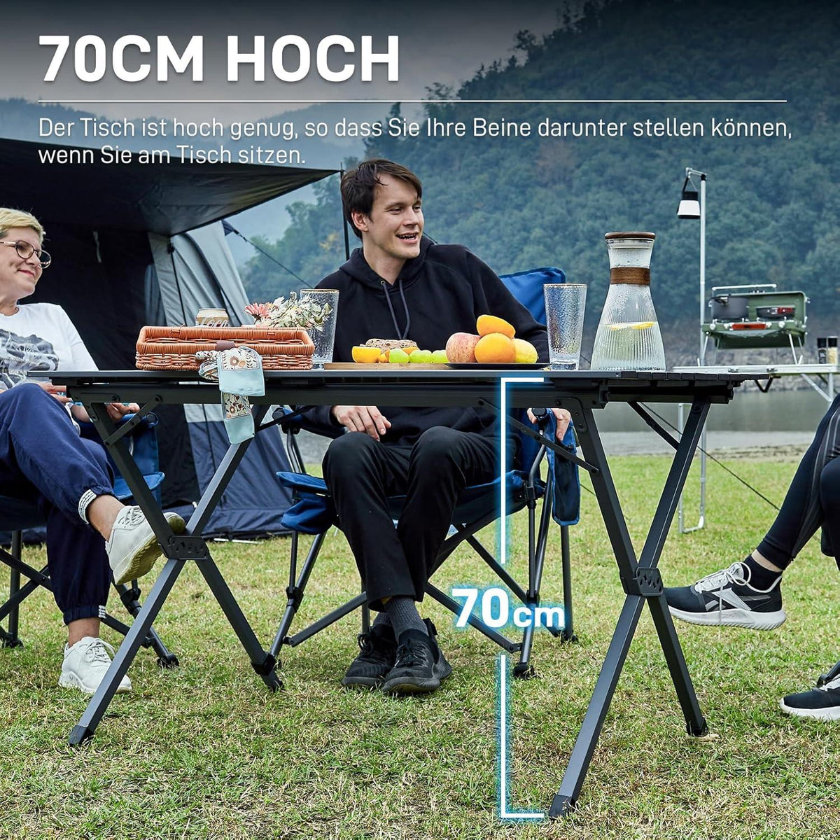 Alu Campingtisch 120x70cm Klapptisch 80kg belastbar Tragetasche