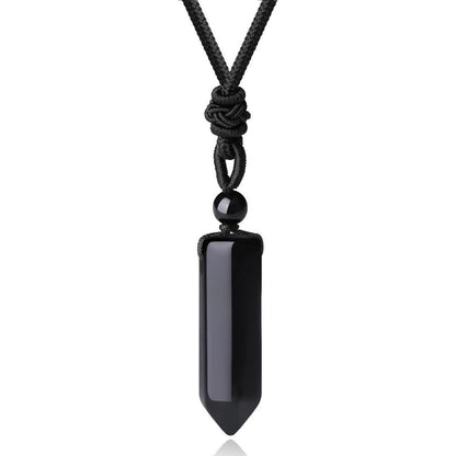 Kristallkette mit sechseckigem Obsidian Anhänger, verstellbar