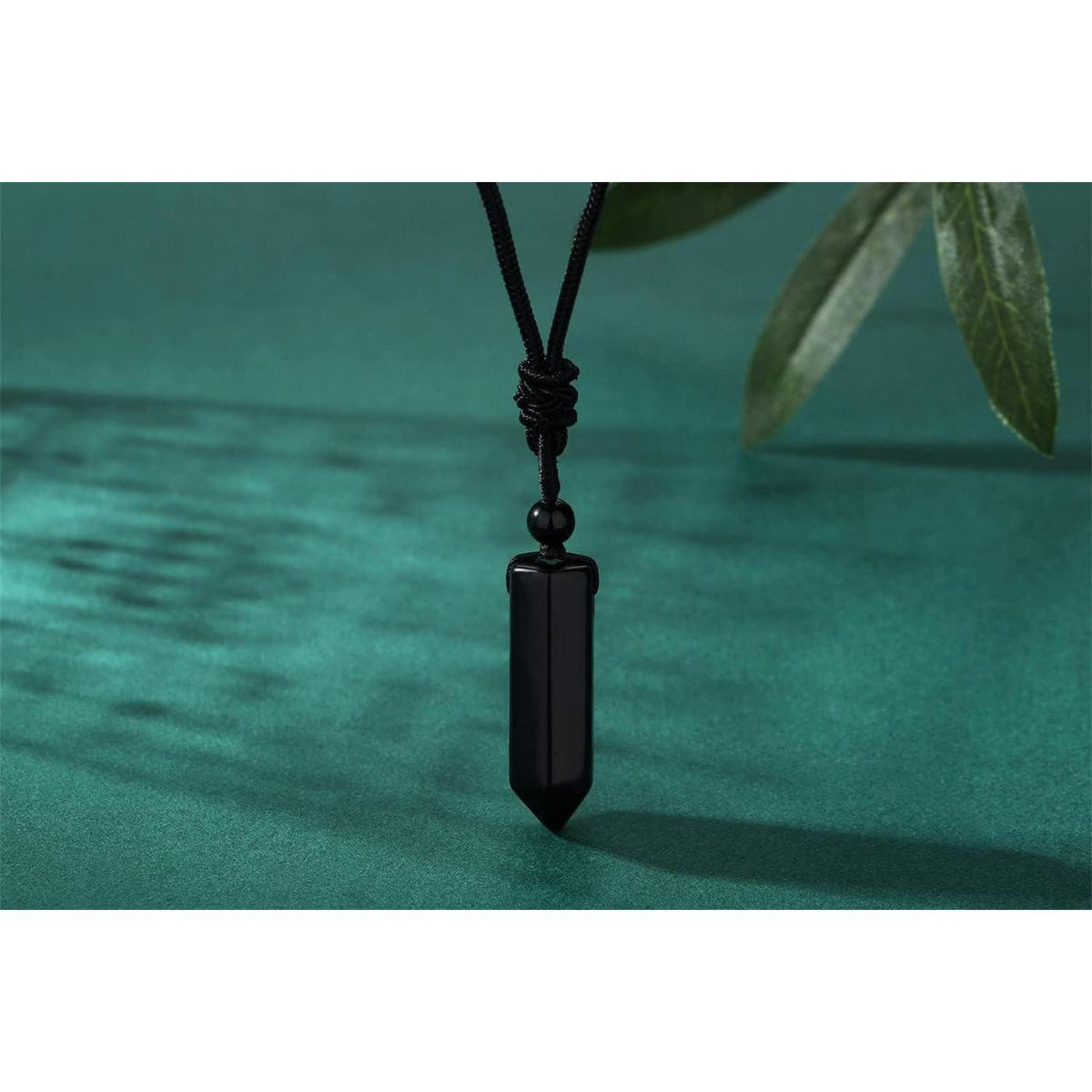 Kristallkette mit sechseckigem Obsidian Anhänger, verstellbar