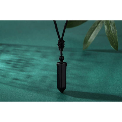 Kristallkette mit sechseckigem Obsidian Anhänger, verstellbar