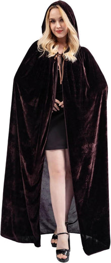 Samt Umhang mit Kapuze Halloween Vampir Kostüm Braun L
